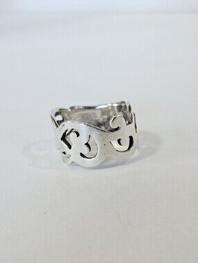 Silpada Retired Design Sterling Silver 925 Wide Open Scroll Cutout Band Ring 10